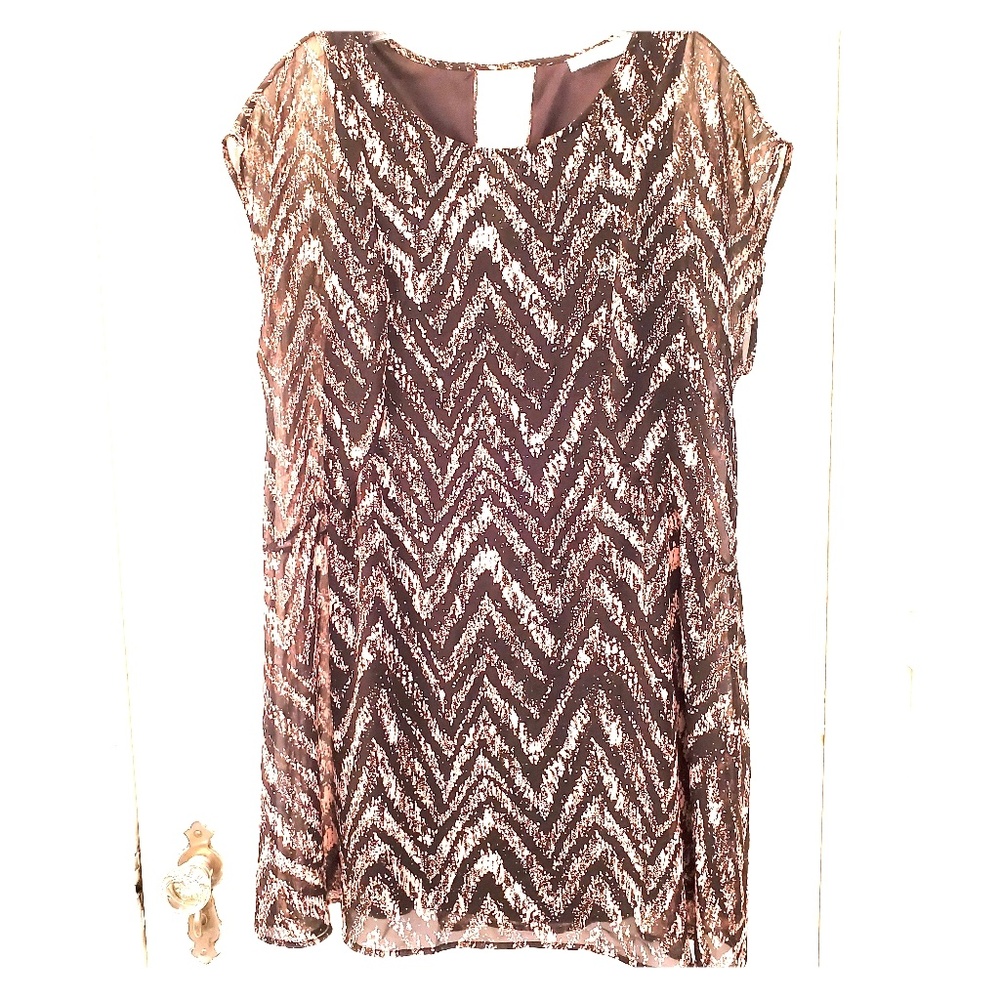 LUSH Black Dress With Sheer Printed Overlay